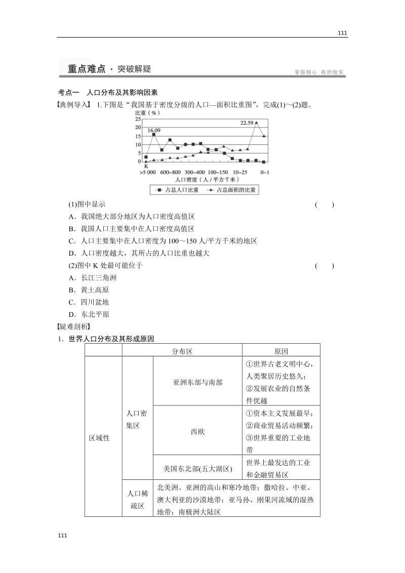 高考鲁教版地理一轮复习讲义：必修二第一单元 第3讲 人口分布与人口合理容量_第2页