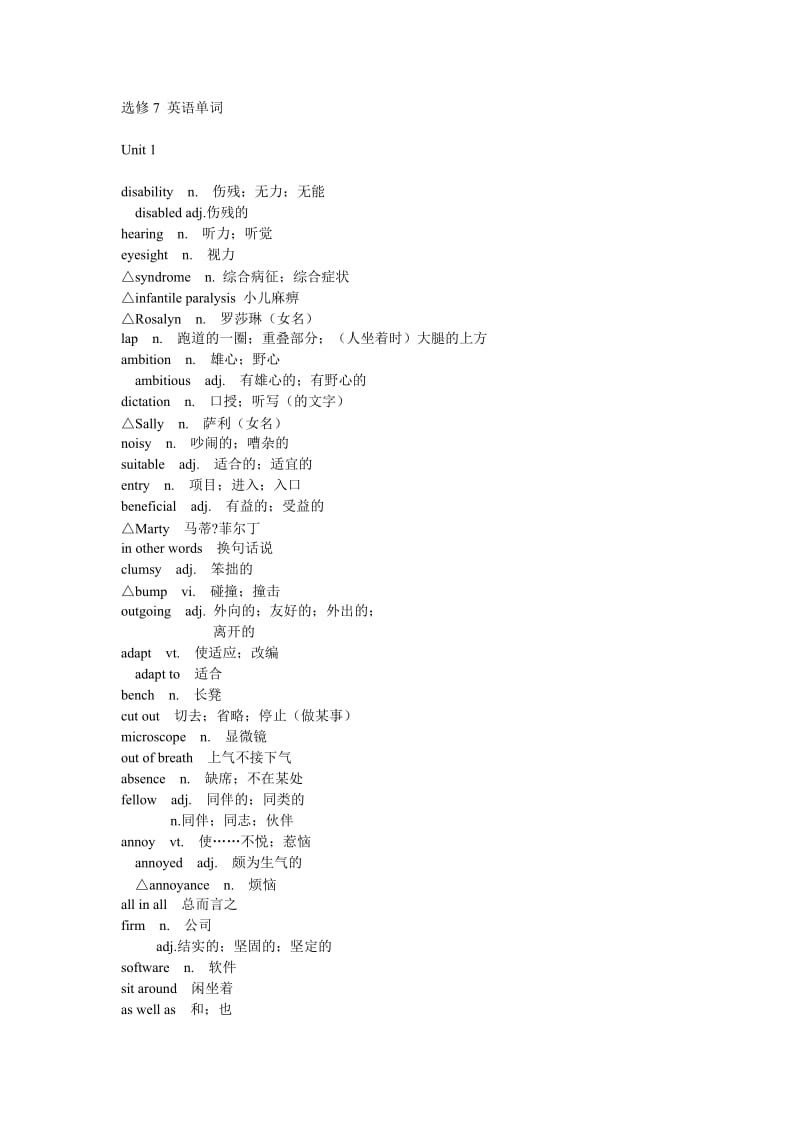 高中英语选修7单词表_第1页