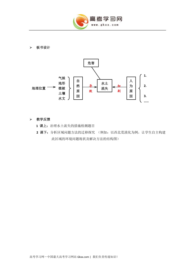 高中地理《中国黄土高原水土流失的治理》教案1（中图版必修3）_第3页