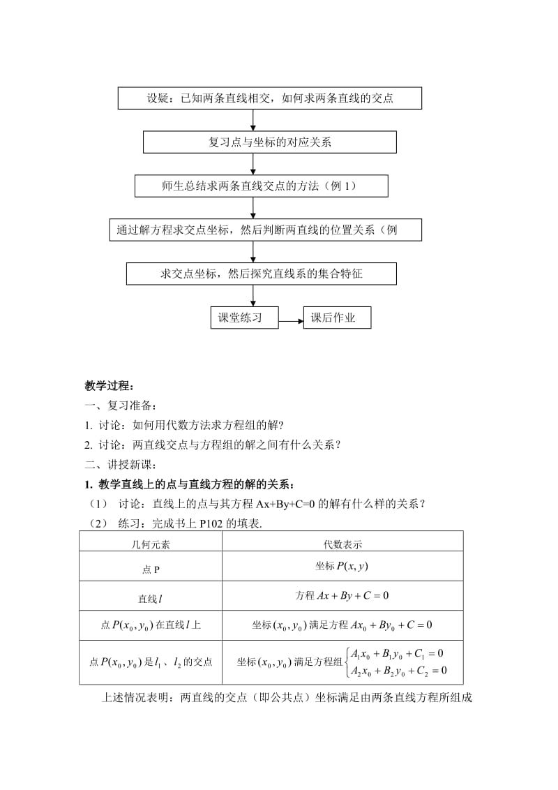 两条直线的交点坐标教案doc_第2页