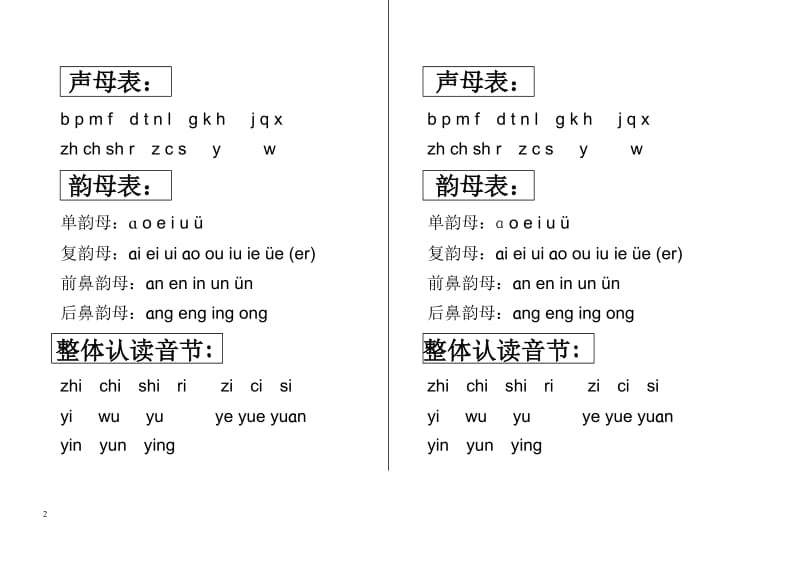 一年级语文拼音练习册(整理打印)_第2页