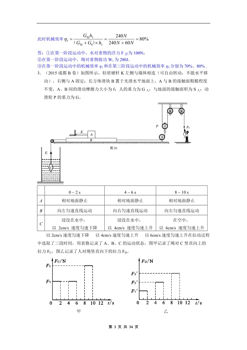 2015年中考物理试题分类汇编之力学压轴题_第3页