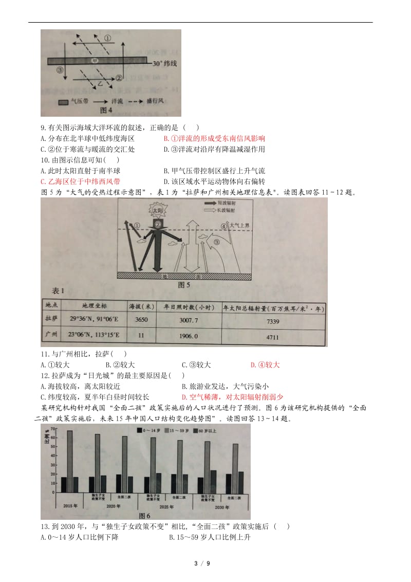 2017年江苏省学业水平测试(必修)地理试卷(word版)_第3页