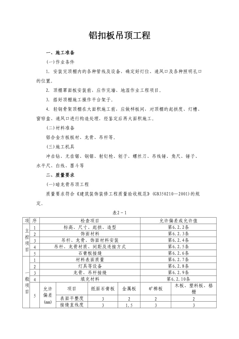 铝扣板吊顶工程施工工艺_第1页