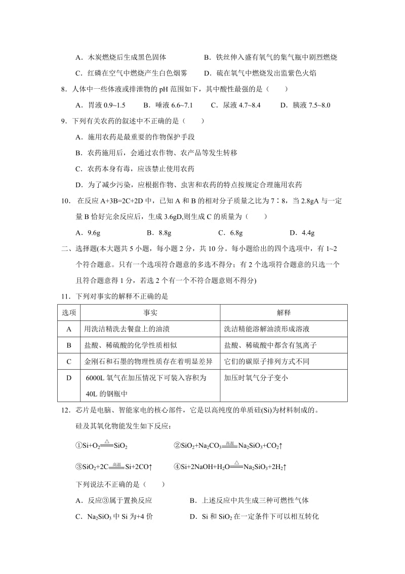 2018天津中考化学试题_第2页