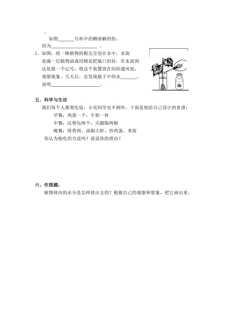 青岛版四年级科学上册期中测试卷及答案_第2页