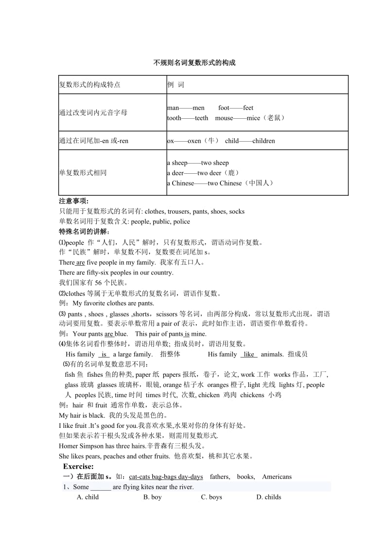 2017初一英语名词讲解及练习_第2页