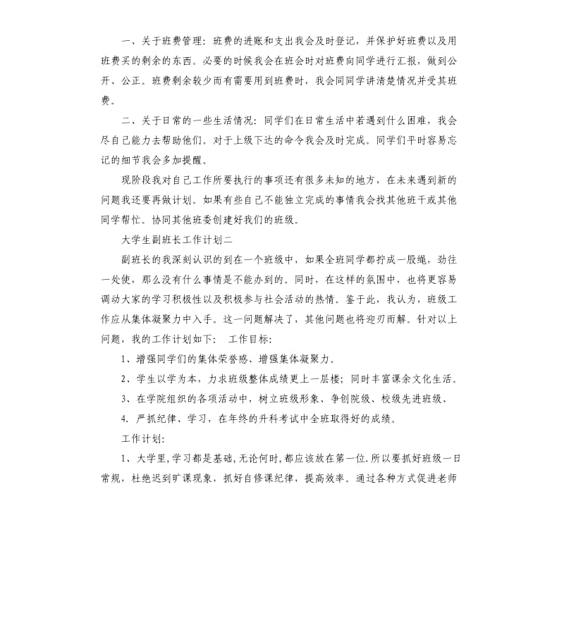 大学生副班长工作计划.docx_第2页