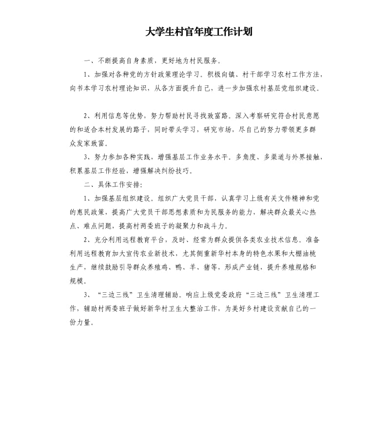 大学生村官年度工作计划.docx_第1页