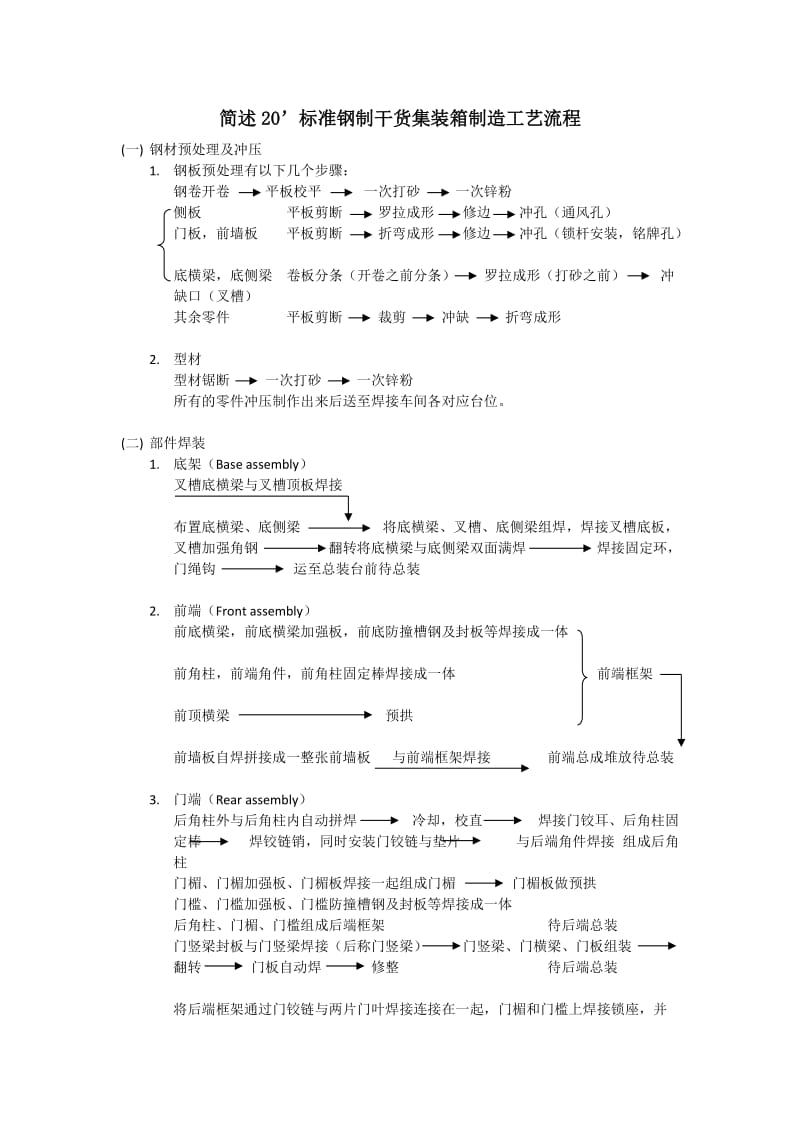 简述集装箱制造工艺流程_第1页