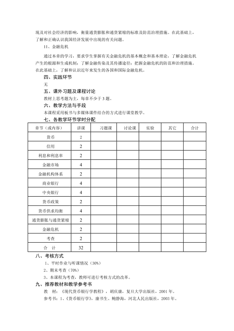 《货币银行学》课程教学大纲_第3页