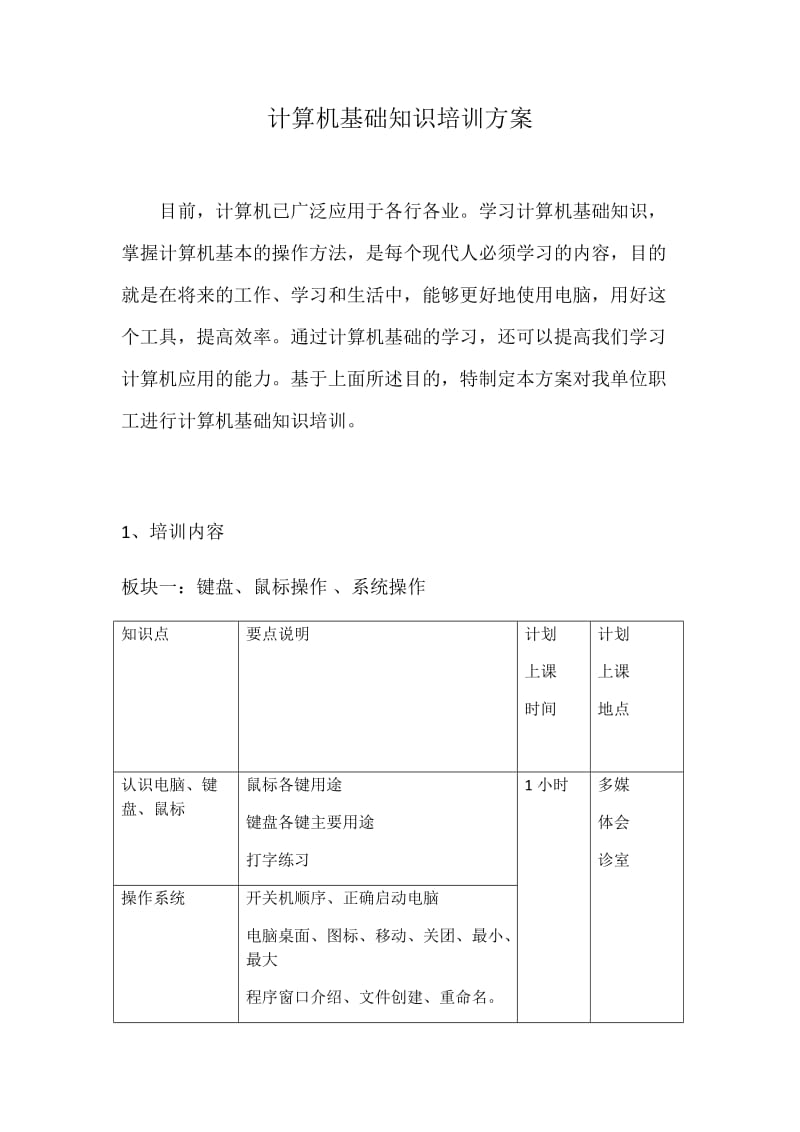 计算机基础知识培训方案_第1页