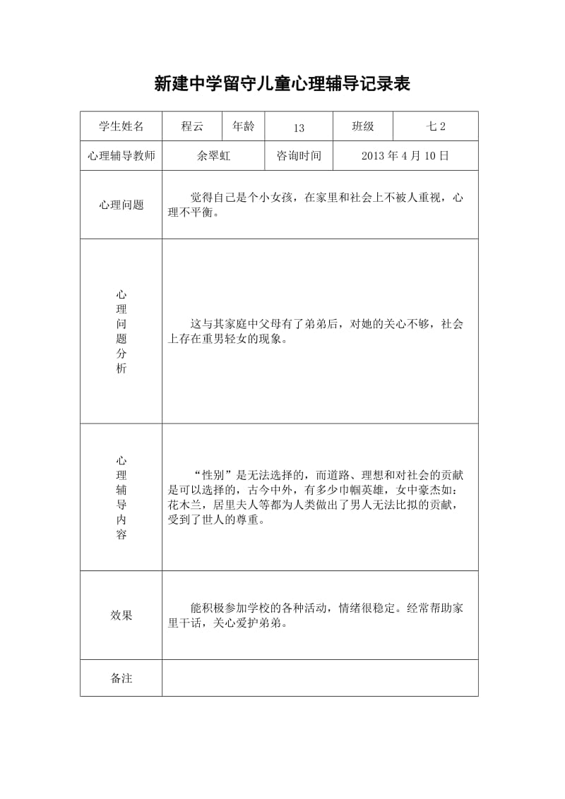 留守儿童心理辅导记录表_第3页