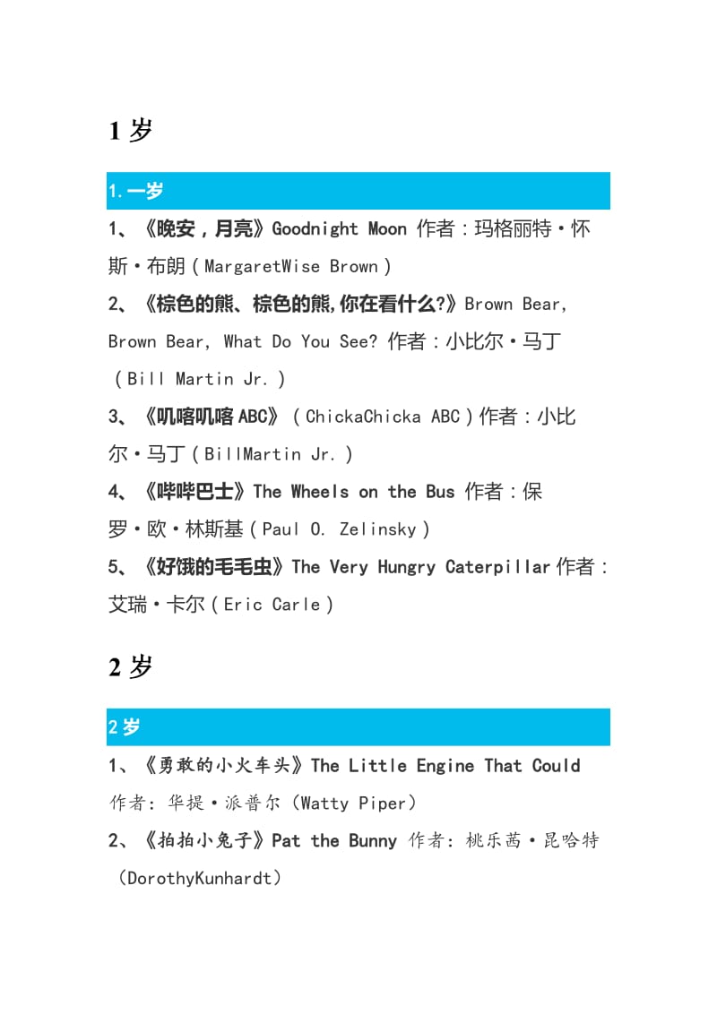 1-14岁英语绘本(简单版)_第1页