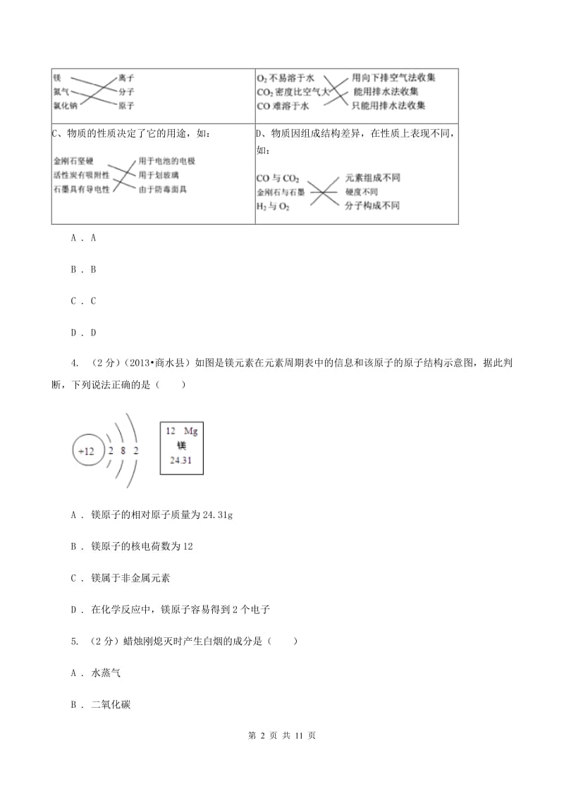 山东省化学2019年中考试卷D卷_第2页