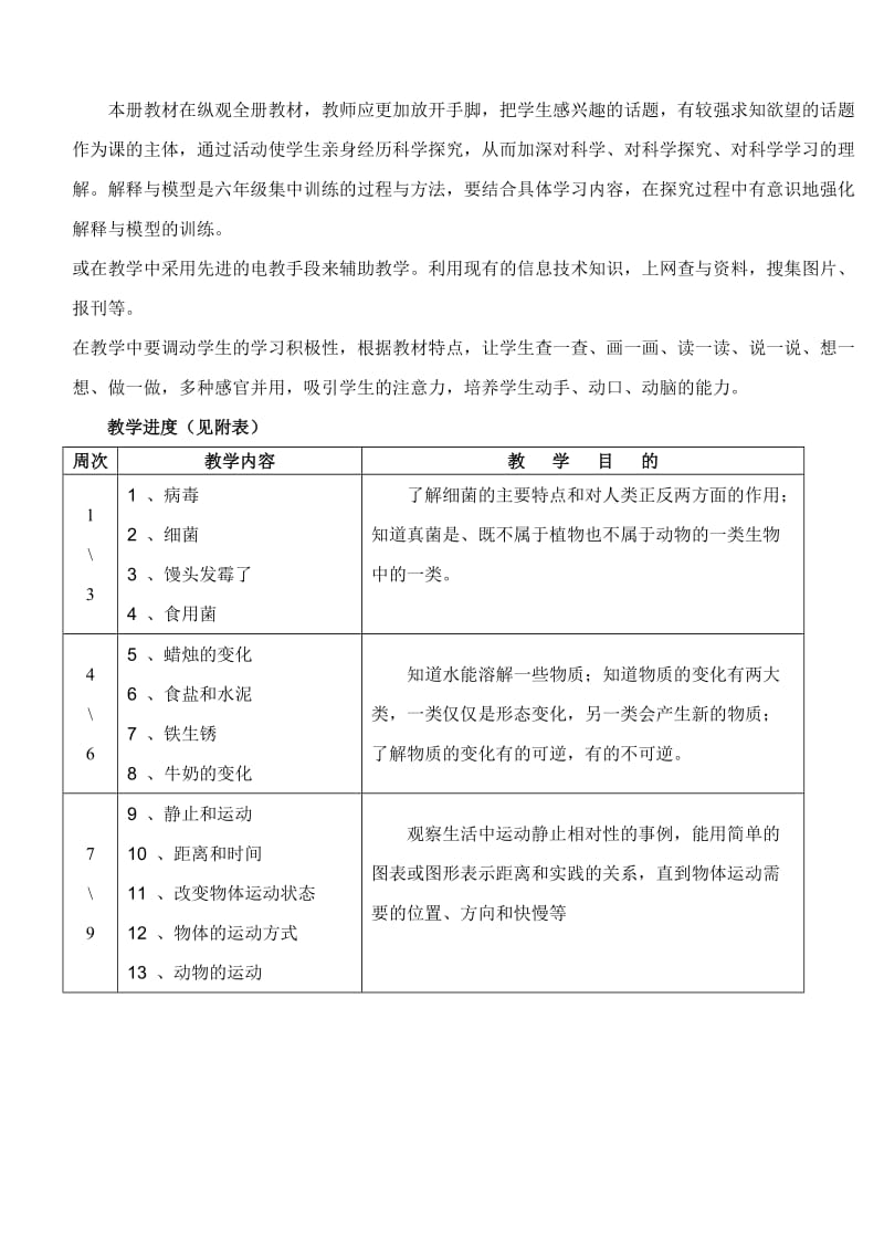 青岛版六年级上册科学教学计划_第3页