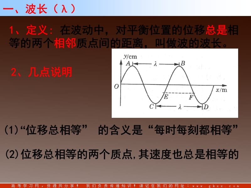 高二物理总复习课件 12.3 波长频率和波速 （新人教选修3-4）_第3页