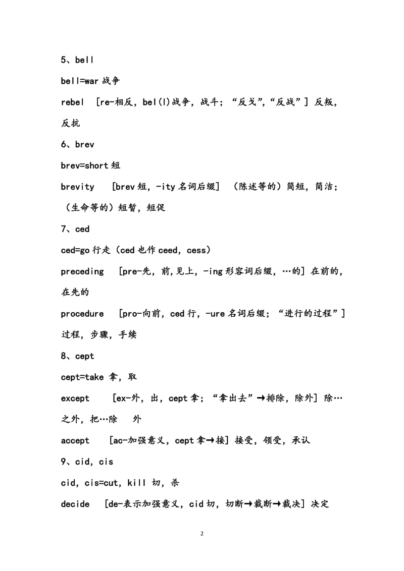 252个英语重要词根(有例词并整理)_第2页