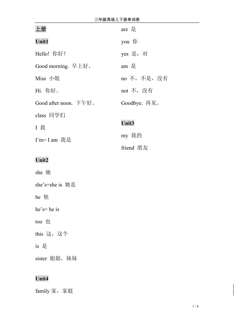 苏教版译林三年级上下册单词表_第1页