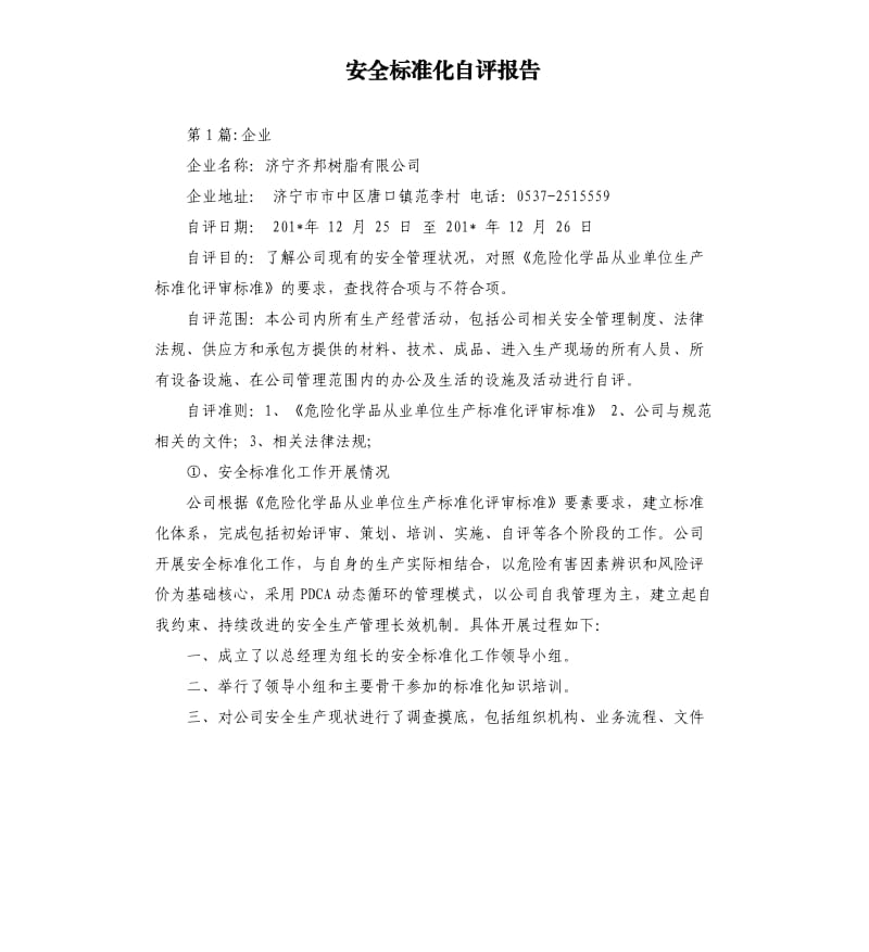 安全标准化自评报告.docx_第1页