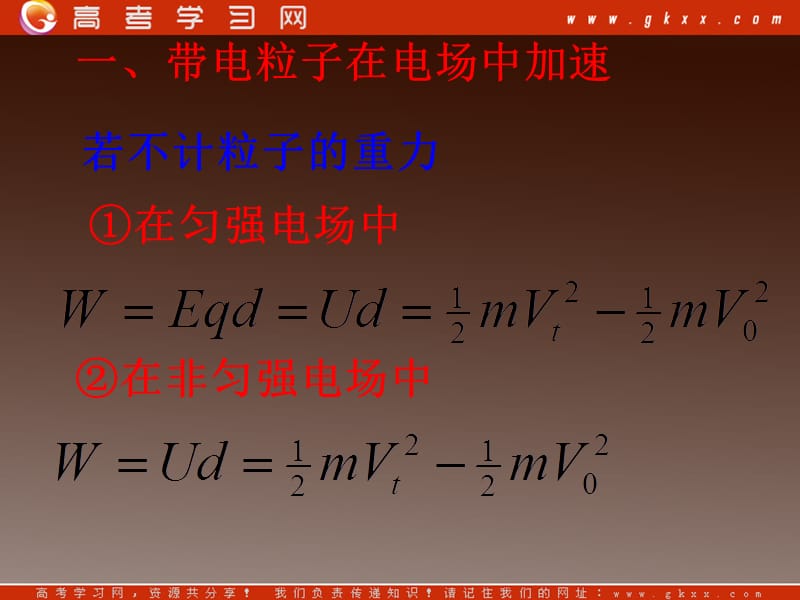 高二物理课件 1.9 带电粒子在电场中的运动 7（人教版选修3-1）_第3页