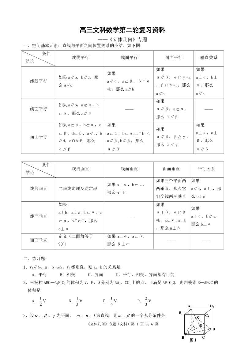 《立体几何》专题(文科)_第1页