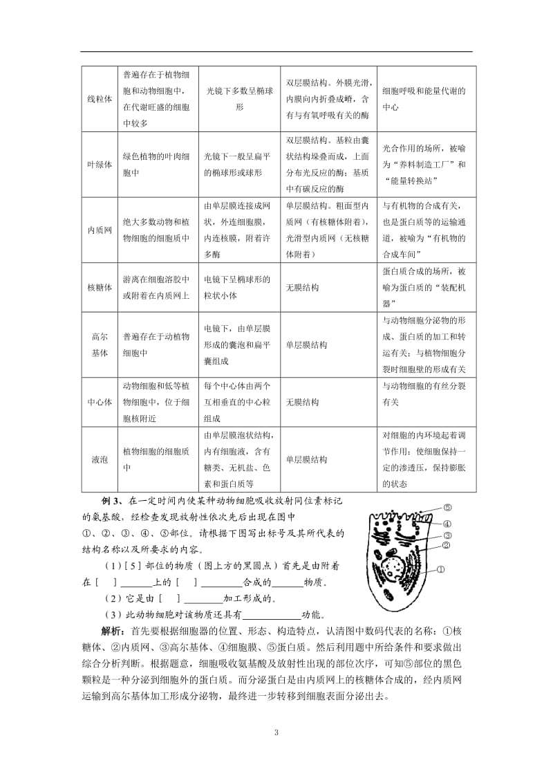 《细胞的结构》知识框架和疑难知识梳理_第3页