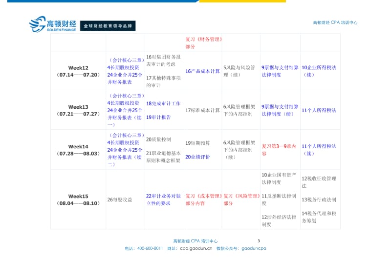 一位CPA考生的15周学习计划表_第3页