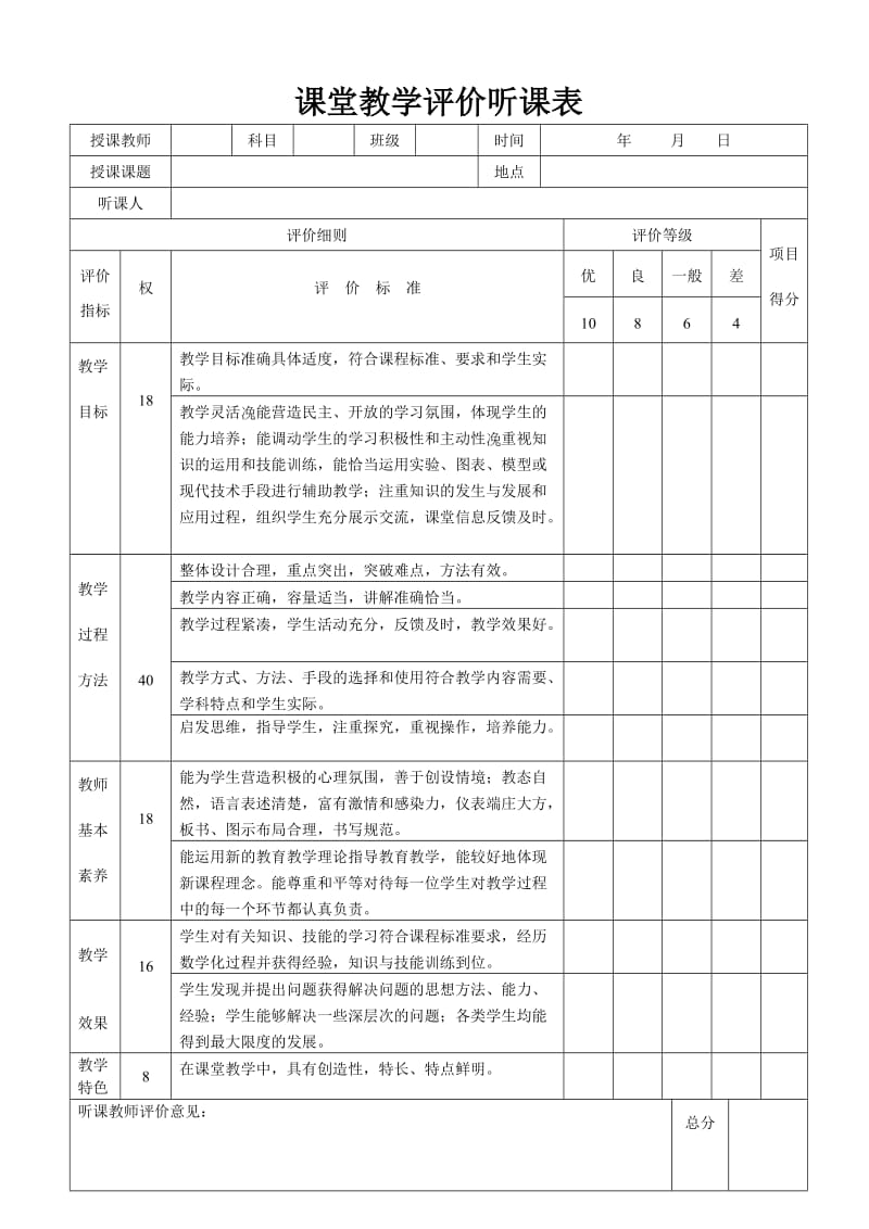 课堂教学评价听课表_第1页