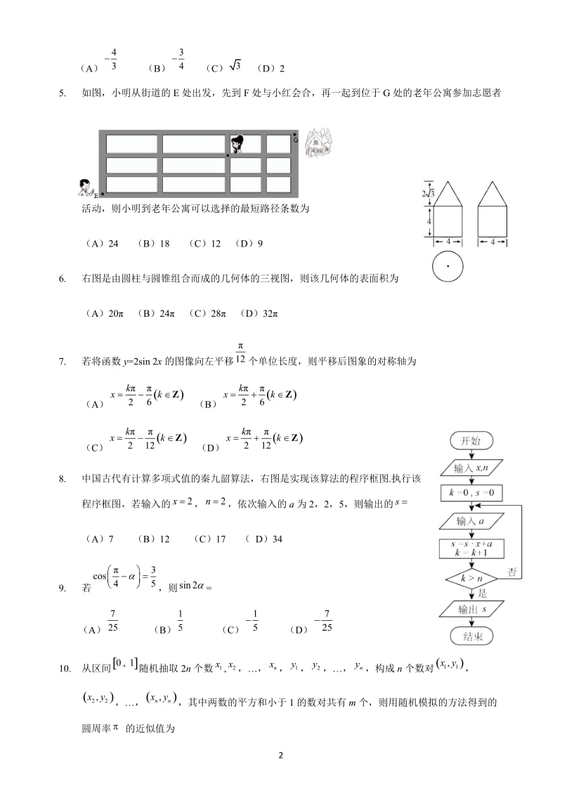 2016年新课标全国2卷理科数学_第2页