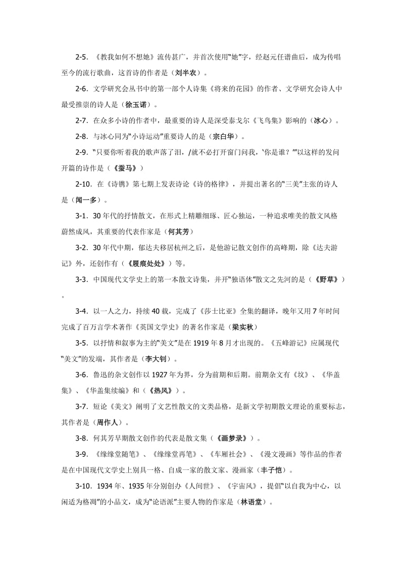 《中国现代文学专题》考试复习题_第2页