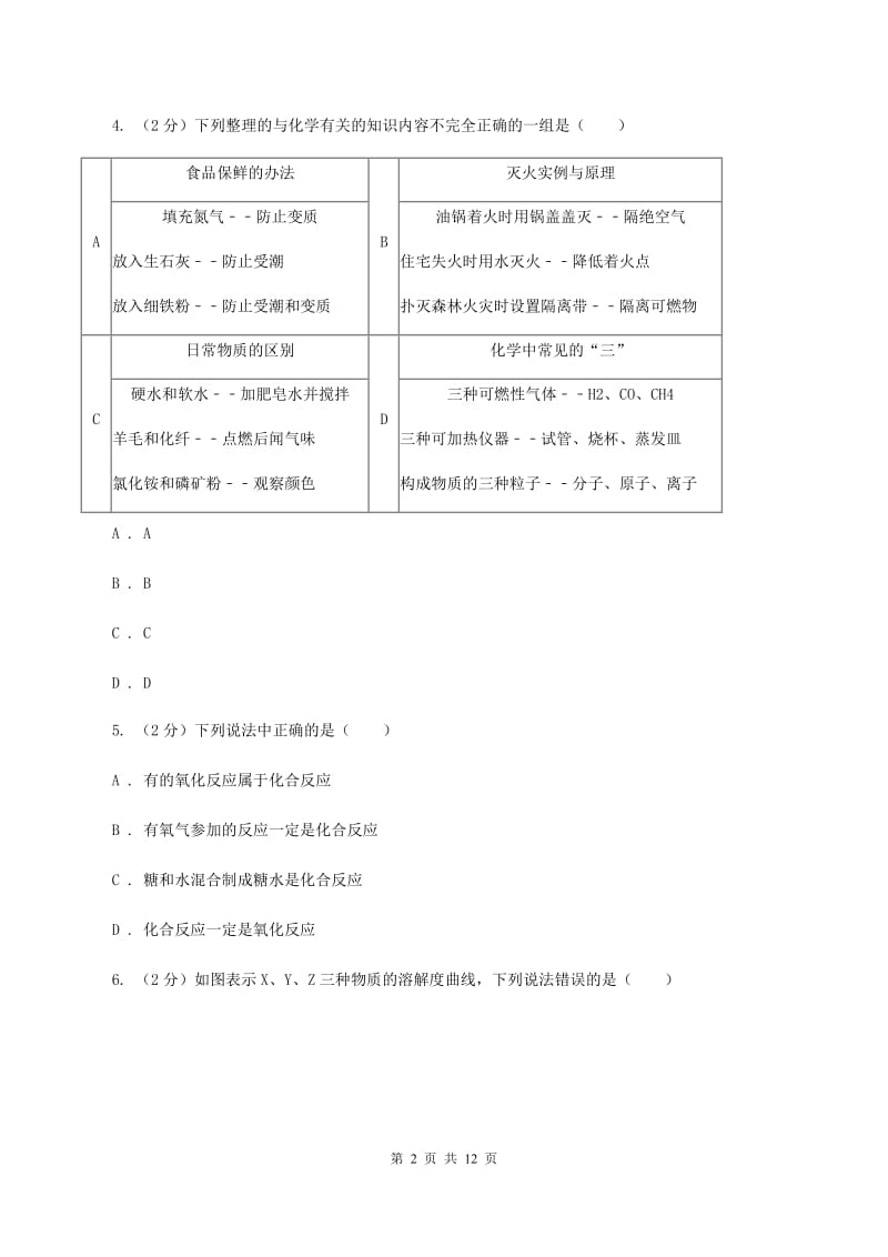 2020年度中考化学一模试卷B卷_第2页