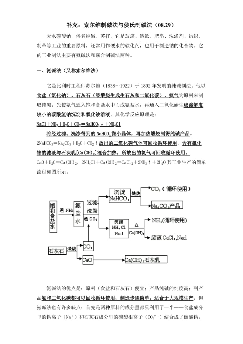 索尔维制碱法与侯氏制碱法_第1页