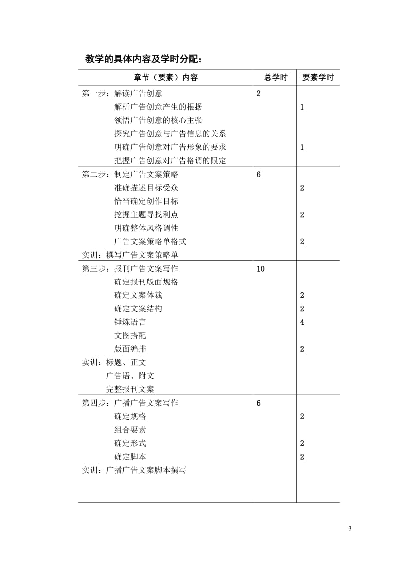 《广告文案写作》实训教学大纲_第3页