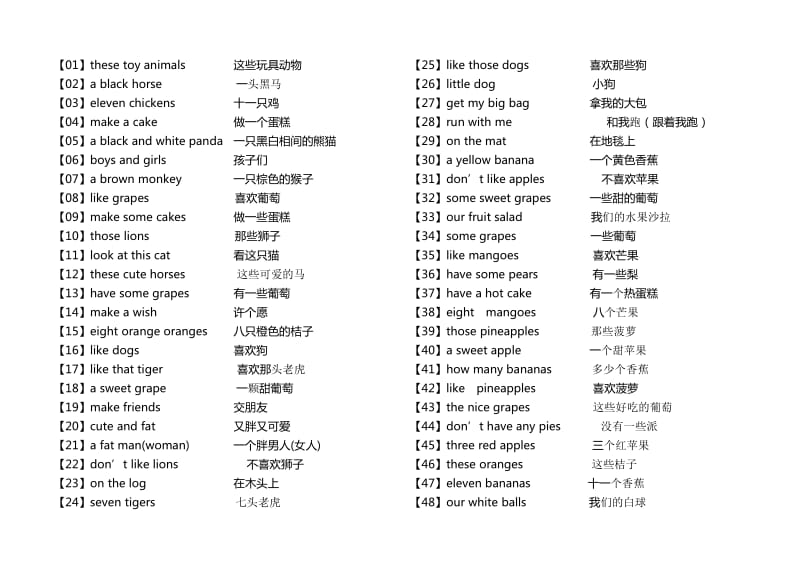 苏教版译林四年级英语上册1-4单元中译英词组_第1页