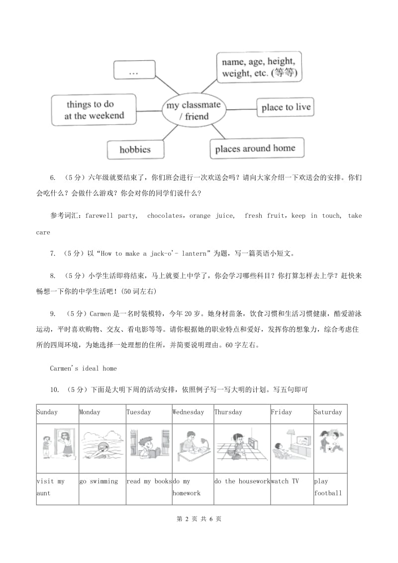 人教版(新起点)备考2020年小升初英语专题复习卷(十)作文D卷_第2页