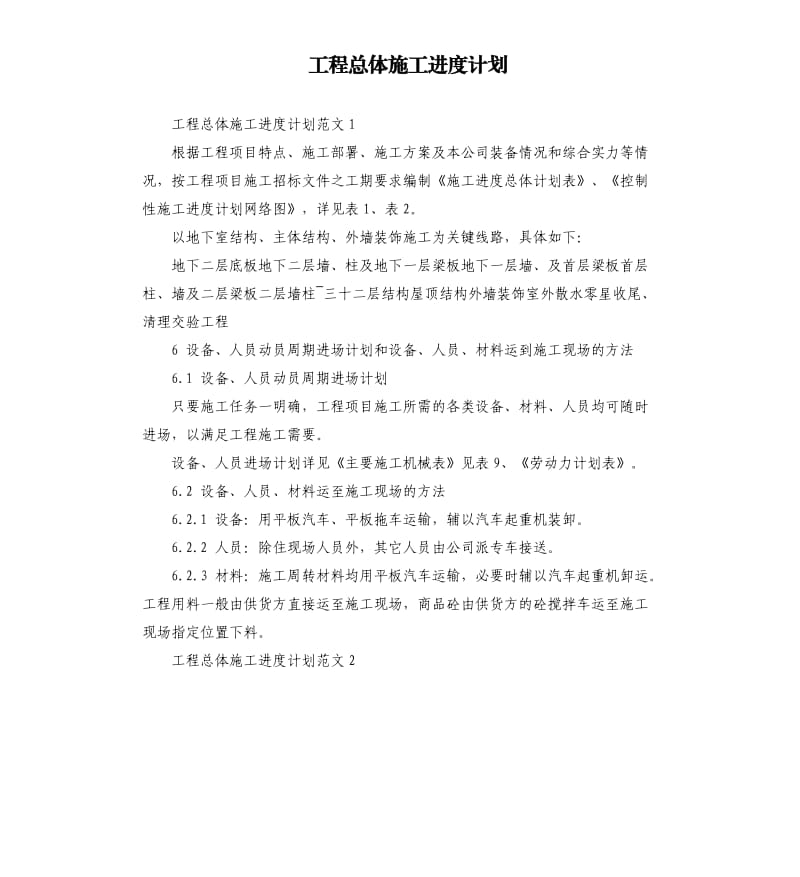 工程总体施工进度计划.docx_第1页