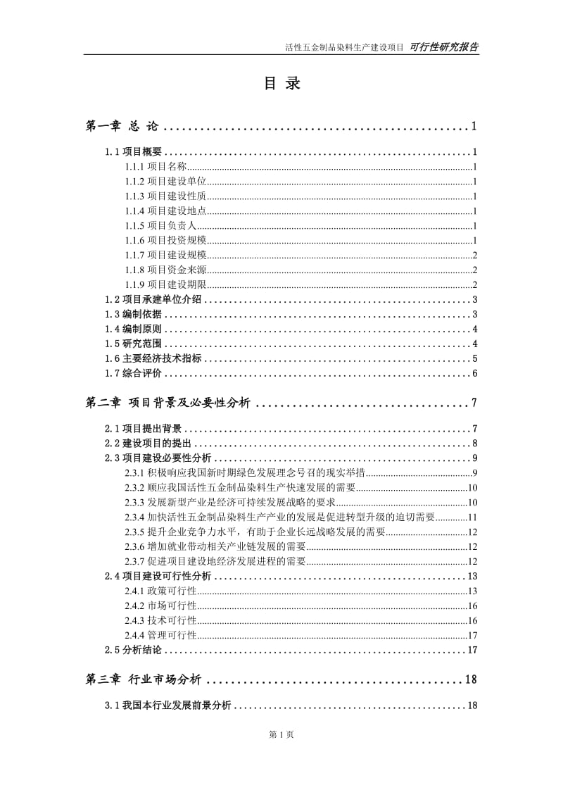 活性五金制品染料生产建设项目可行性研究报告-可修改模板案例_第2页