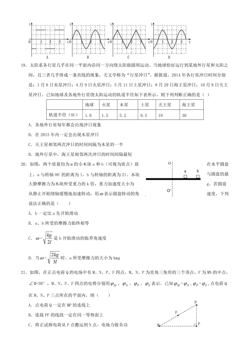 2018届高三物理选择题专项训练题(全套)_第2页