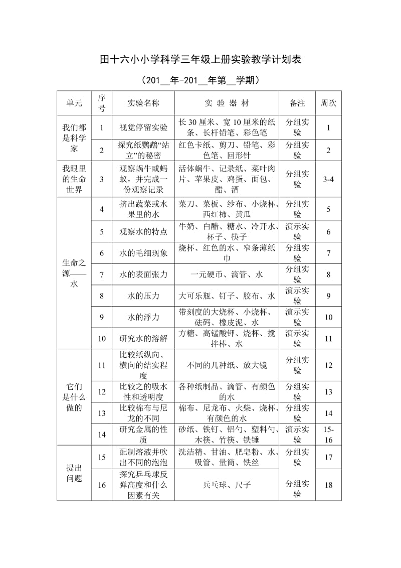 苏教版小学3-6年级科学实验计划表_第1页