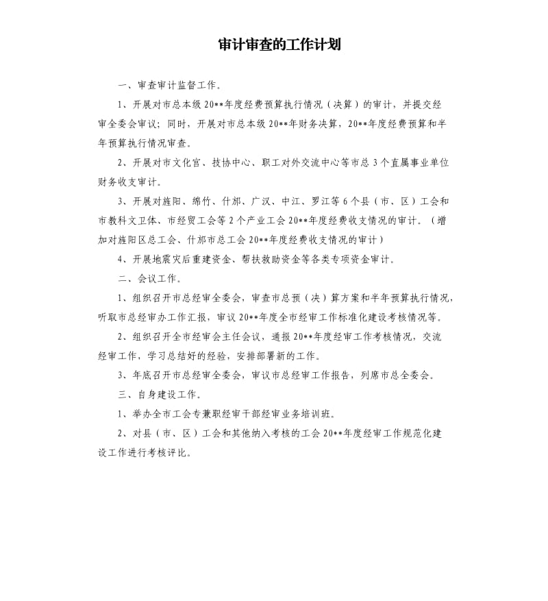 审计审查的工作计划.docx_第1页