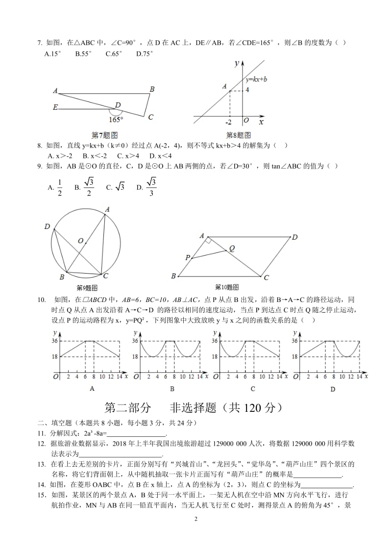 2018年辽宁省葫芦岛市中考数学试卷(含答案)_第2页