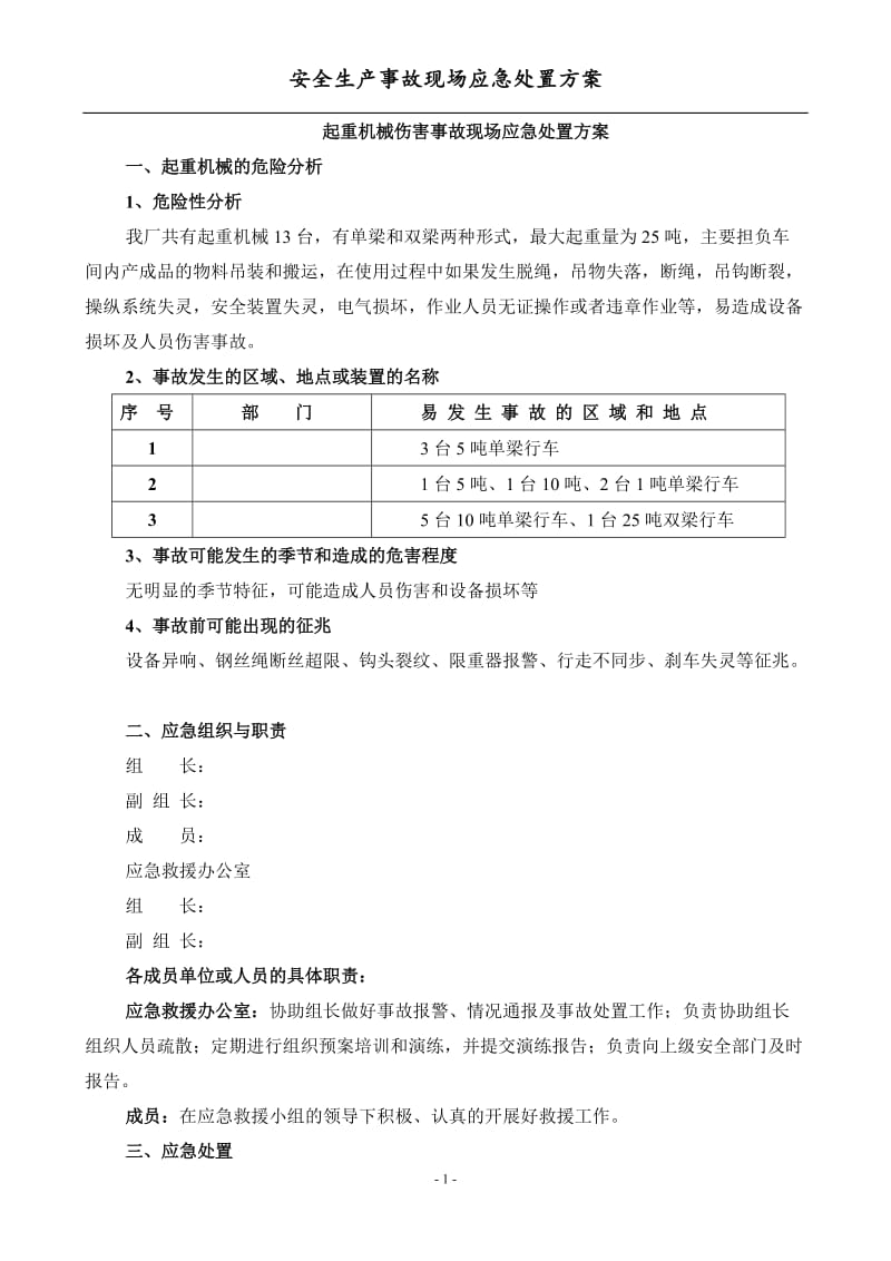 起重机械伤害事故现场应急处置方案_第1页