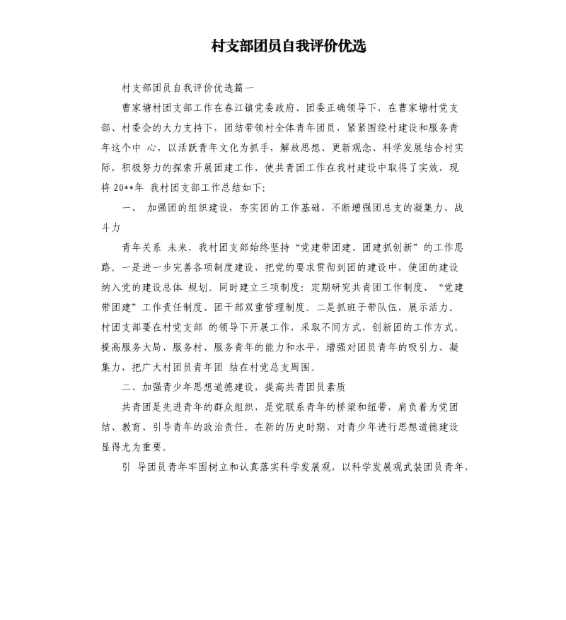 村支部团员自我评价优选.docx_第1页