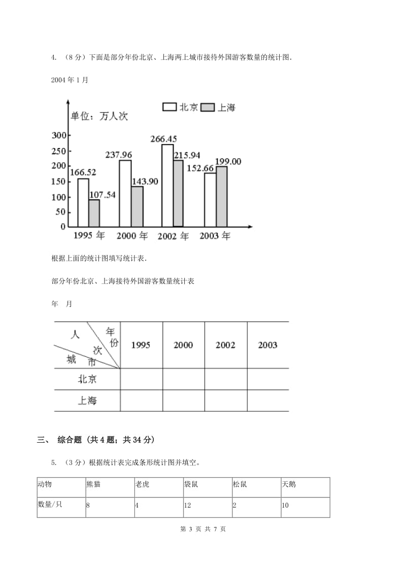 2019-2020学年西师大版小学数学三年级下册 六 简单的统计活动 同步训练A卷_第3页