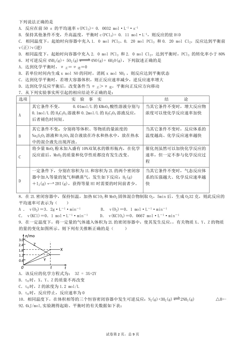 化学反应速率及平衡练习题_第2页