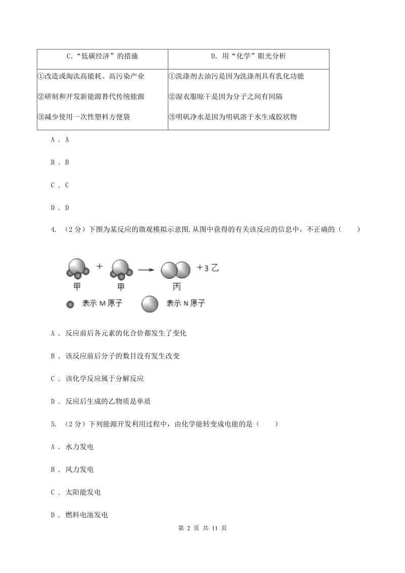 江苏省中考化学二模试卷（I）卷_第2页