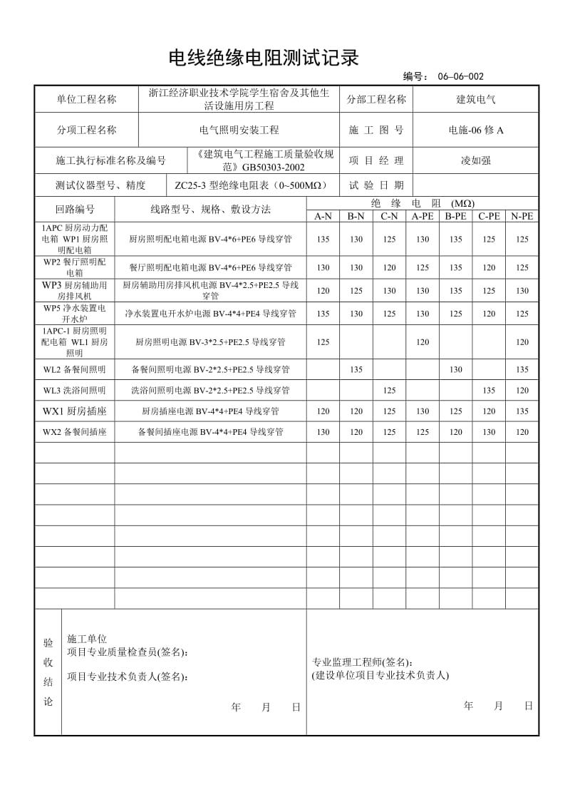 电线绝缘电阻测试记录_第2页