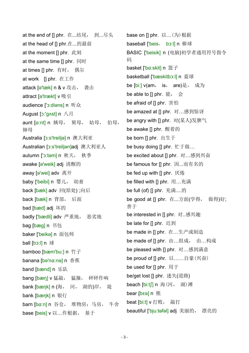 初中英语词汇单词带音标按字母排序_第3页