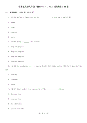 牛津版英語九年級下冊Module 1 Unit 2同步練習(xí)4B卷